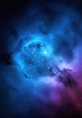 Naklejka premium Vibrant blue and purple nebula backdrop showing thousands of stars in the deep void of the cosmos, suitable for design concepts ,colorful ,illumination ,template