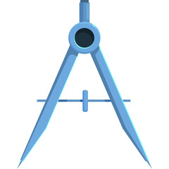 Light Blue Drawing Compass Tool With A Dark Blue Center And A Transparent Background In A Flat Design Style