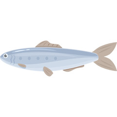 Light Blue Fish With Brown Fins And Tail On A Transparent Background Pixel Art Style