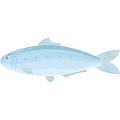 Light Blue Fish With Silver Spots Swimming In Clear Water Simple Illustration