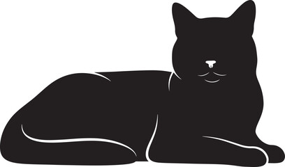 Black cat silhouette relaxing lying down domestic feline pet animal furry companion animal love wildlife nature simple elegant