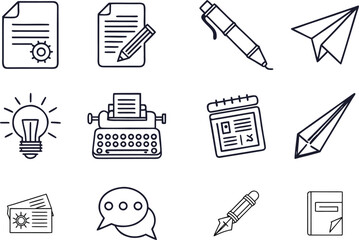 Fototapeta premium Writing Web Icon Set in Line Style