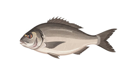Detailed Illustration of a Fish in Profile Ideal for Aquatic and Seafood-Related Designs