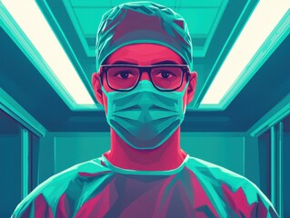 A vibrant illustration of a doctor ready to assist in a modern healthcare environment.