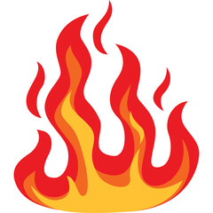 Illustration of stylized flames in shades of red and yellow against a transparent background symbolizing heat and energy