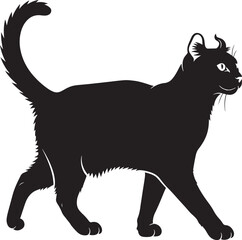 Elegant black cat silhouette capturing a graceful stance for artistic and design applications