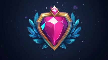 73.Game rank gem badge UI award achievement in vector