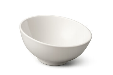 Empty white ceramic bowl for food on transparent background
