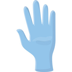 Light Blue Latex Glove With Five Fingers Open Hand Raised Palm Facing Forward Isolated On White Background Medical Protection Hygiene Safety Equipment