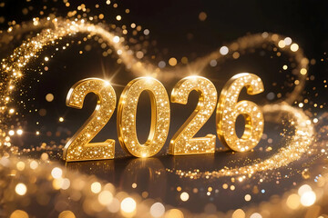 Luxury glowing New Year 2026 background with abstract golden light and festive energy, elegant celebration design in modern vibrant style