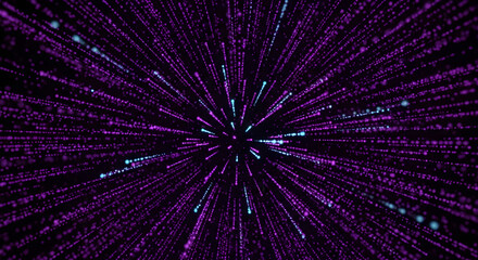 Abstract purple and blue lines radiating from a central point, creating a sense of speed and depth.