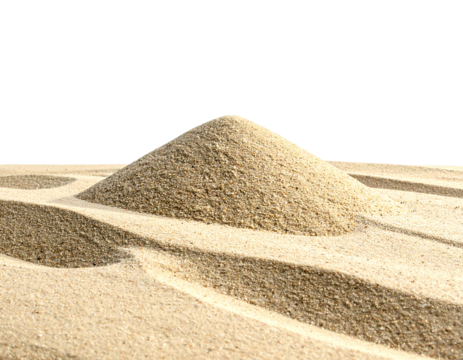 Sand dune close-up with curved patterns in the foreground, against a black backdrop, evocative of minimalism
