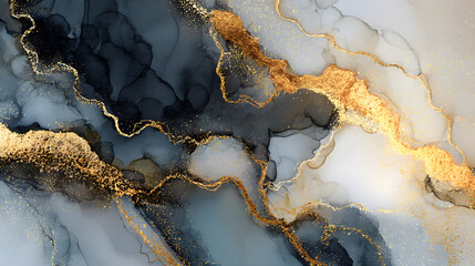 Luxury Abstract Ink with Golden Shimmer