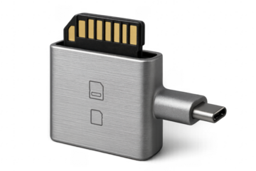 USB C SD card reader transferring digital data