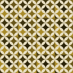 Smooth (seamless pattern) with retro geometric motifs featuring the shape of stars and circles in boxes