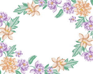 Vintage Yellow and Purple Rose Watercolor Flower Border