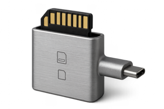 USB C SD card reader transferring digital data
