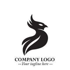 Fototapeta premium Elegant Bird Logo Symbol in Black on White Background with Minimalist and Modern Design