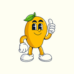 Retro Cartoon Mango Vector illustration hand drawn