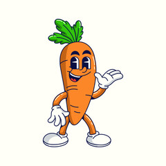 Cartoon retro carrot Vector illustration hand drawn