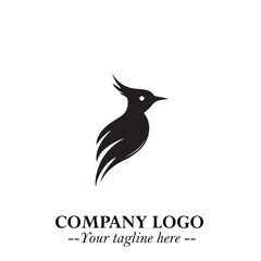 Elegant Bird Logo Symbol in Black on White Background with Minimalist and Modern Design