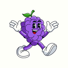 Mascot Cartoon grape Vector illustration hand drawn
