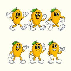 : Cute cartoon sheet Mango Vector illustration hand drawn