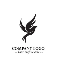 Elegant Bird Logo Symbol in Black on White Background with Minimalist and Modern Design