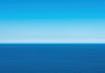 Fototapeta premium Vast blue expanse where the deep ocean meets the clear azure sky, creating a perfect, tranquil natural boundary line ,bright ,line ,surface