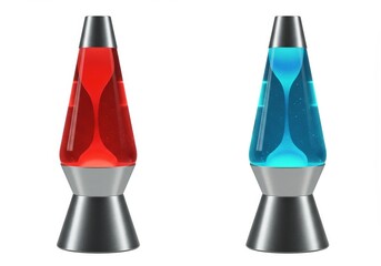 Captivating Duo: Mesmerizing Lava Lamps in Motion, Red and Blue Illumination