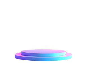 Round podium with neon gradient effect on a black backdrop, centered for presentation or product showcase