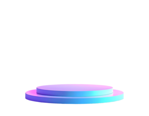 Round podium with neon gradient effect on a black backdrop, centered for presentation or product showcase