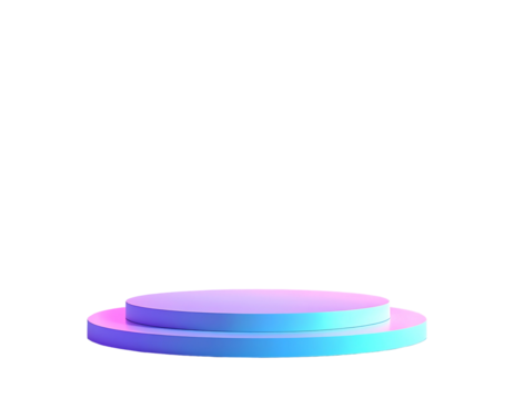 Round podium with neon gradient effect on a black backdrop, centered for presentation or product showcase