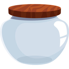 Empty Glass Jar With Wooden Lid on Transparent Background