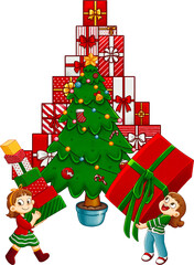 Christmas surprise and sparkles digital hand-drawn