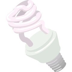 Energy Saving Compact Fluorescent Light Bulb with White and Green Tones on a Transparent Background