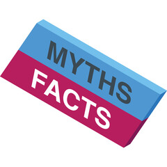 Eraser With Myths On One Side And Facts On The Other In Blue And Burgundy Colors With A Light Gray Background With Subtle Shadows Displaying A Clear Distinction Between Concepts