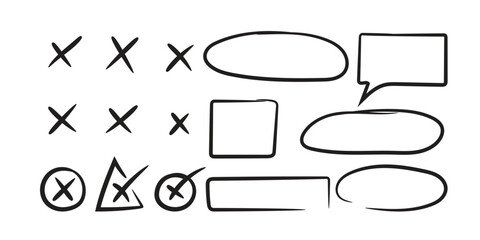 star with marker stroke pencil highlight, Doodle sketch heart, star, cloud cartoon sticker shapes