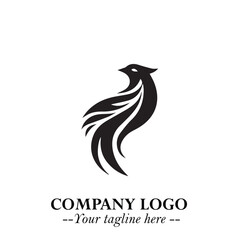 Elegant Bird Logo Symbol in Black on White Background with Minimalist and Modern Design