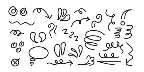 star with marker stroke pencil highlight, Doodle sketch heart, star, cloud cartoon sticker shapes