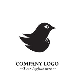 Elegant Bird Logo Symbol in Black on White Background with Minimalist and Modern Design