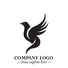 Elegant Bird Logo Symbol in Black on White Background with Minimalist and Modern Design