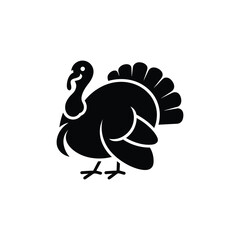 Turkey Bird Silhouette with Feathers Isolated on Transparent Background