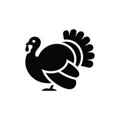 Turkey Icon, Flat Design Element with Bold Shape on Transparent Background