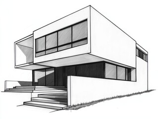 A modern architectural sketch showcasing minimalist design and clean lines.