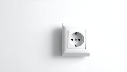Close-up of a white electric socket installed on a white wall