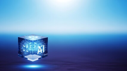 Abstract 3 d render of artificial intelligence concept on gradient background