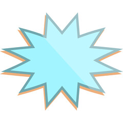 Explosion Shape Icon Light Blue Cyan With Orange Outline And Shadow Effect On Transparent Background