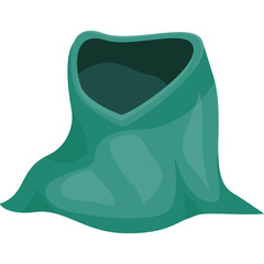Teal Green Fabric Swirl Shaped Like A Hood Or Abstract Form With A Darker Teal Interior And A Translucent Background