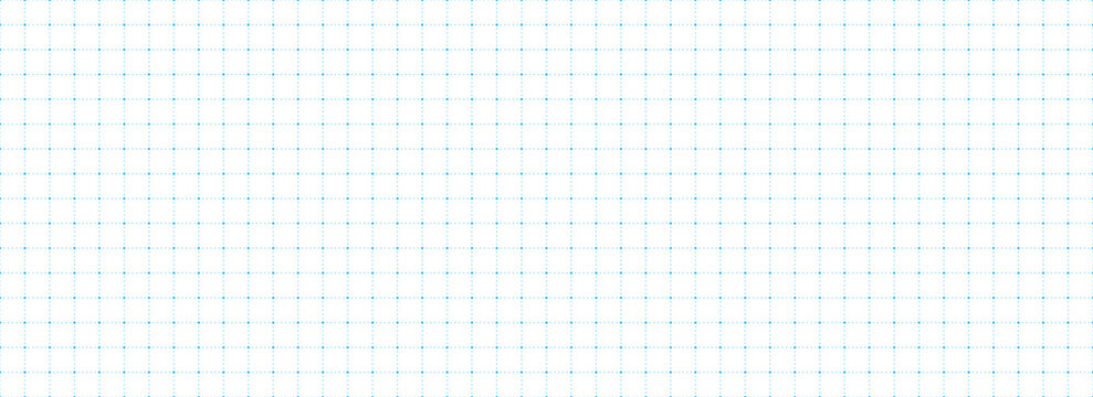 Planer page with dotted square grid. Seamless blue dashed checkered paper pattern. Simple cross dash graph texture. Bullet journal notebook background. School math lined sheet wallpaper. Vector